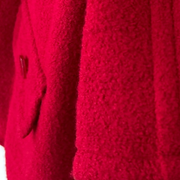 Spense Red Boiled Wool Swing Coat 3/4 Sleeves w Buttons w Collar w Pockets - Picture 2 of 14